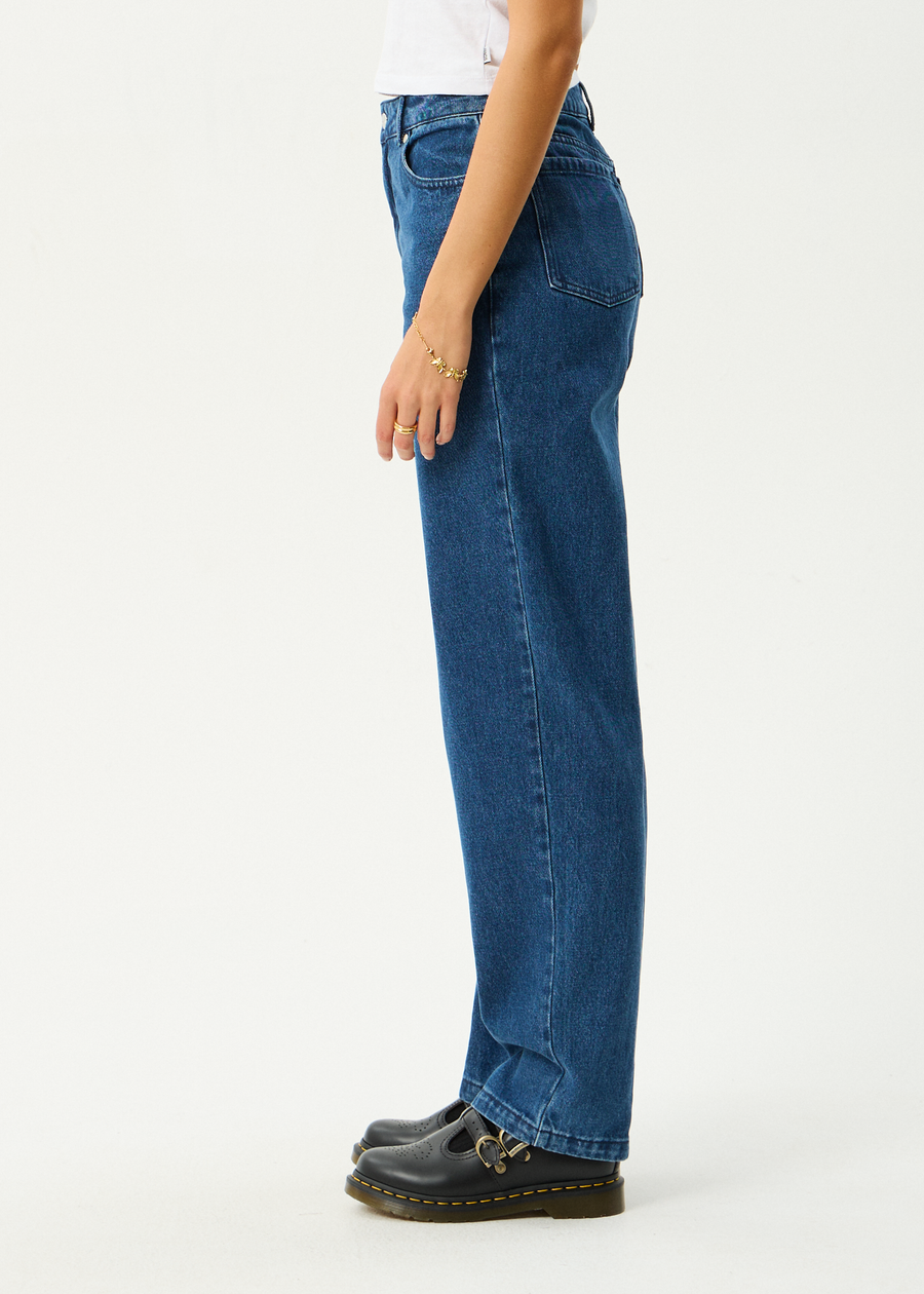 AFENDS Womens Leila - Straight Leg Jean - Authentic Blue