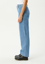AFENDS Womens Leila - Straight Leg Jean - Worn Blue - Afends womens leila   straight leg jean   worn blue