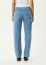 AFENDS Womens Leila - Straight Leg Jean - Worn Blue - Afends womens leila   straight leg jean   worn blue