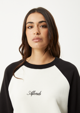 AFENDS Womens Ryan -  Crew Neck Jumper - Black - Afends womens ryan   crew neck jumper   black