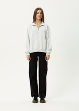 AFENDS Womens Carter -  Quarter Zip Jumper - Grey Marle - Afends womens carter   quarter zip jumper   grey marle