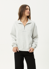AFENDS Womens Carter -  Quarter Zip Jumper - Grey Marle - Afends womens carter   quarter zip jumper   grey marle