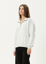 AFENDS Womens Carter -  Quarter Zip Jumper - Grey Marle - Afends womens carter   quarter zip jumper   grey marle