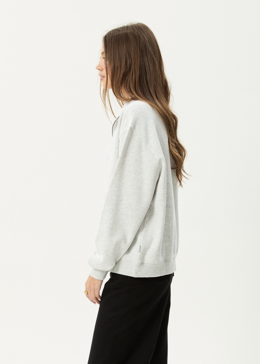 AFENDS Womens Carter - Quarter Zip Jumper - Grey Marle