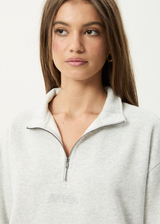 AFENDS Womens Carter -  Quarter Zip Jumper - Grey Marle - Afends womens carter   quarter zip jumper   grey marle