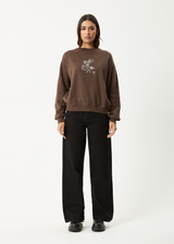 AFENDS Womens Mackie -  Crew Neck Jumper - Coffee - Afends womens mackie   crew neck jumper   coffee