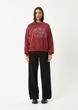 AFENDS Womens Shapes -  Crew Neck Jumper - Washed Burgundy - Afends womens shapes   crew neck jumper   washed burgundy