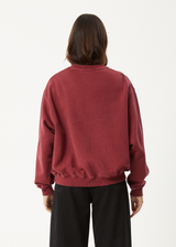 AFENDS Womens Shapes -  Crew Neck Jumper - Washed Burgundy - Afends womens shapes   crew neck jumper   washed burgundy