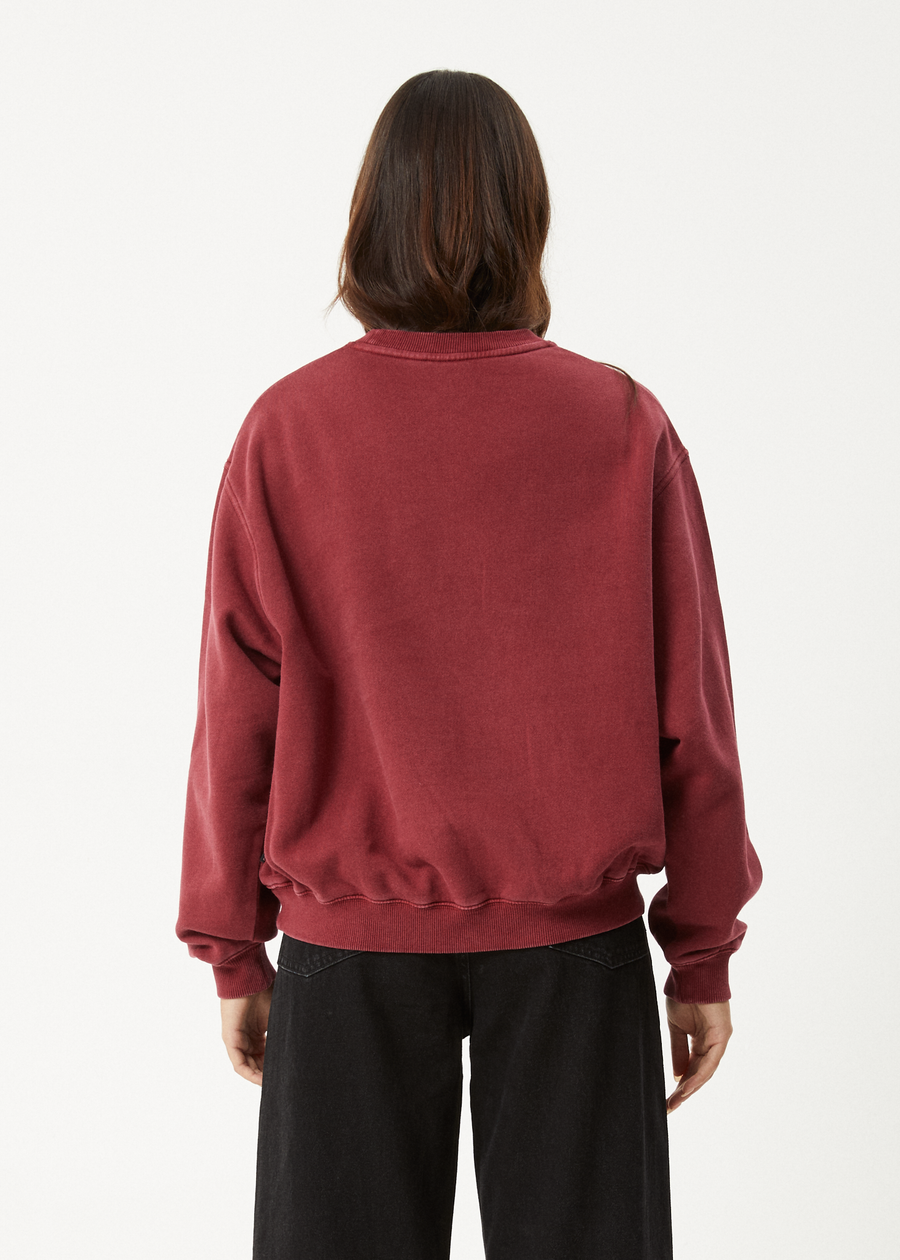 AFENDS Womens Shapes - Crew Neck Jumper - Washed Burgundy