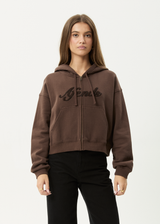AFENDS Womens Kourt -  Zip Hood - Coffee - Afends womens kourt   zip hood   coffee