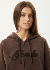 AFENDS Womens Kourt -  Zip Hood - Coffee - Afends womens kourt   zip hood   coffee