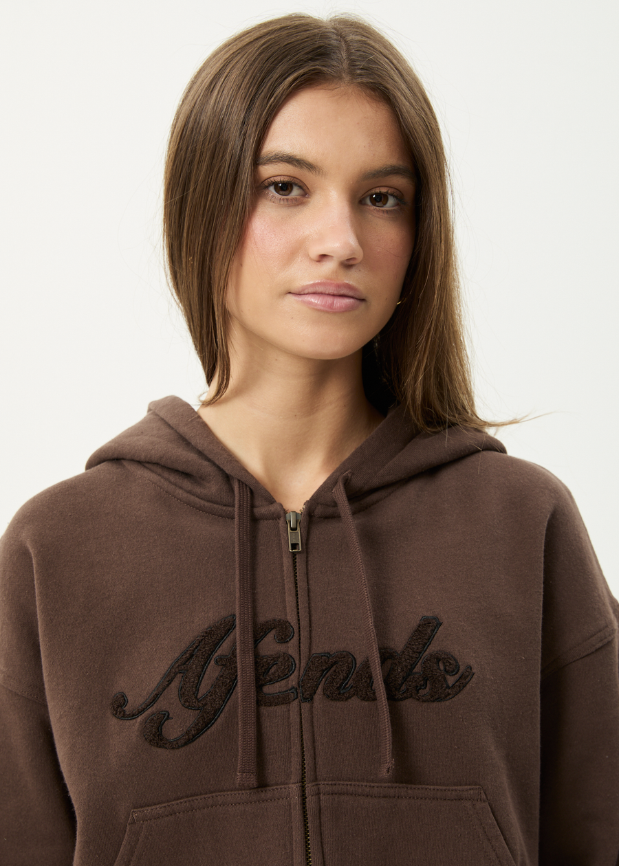 AFENDS Womens Kourt - Zip Hood - Coffee