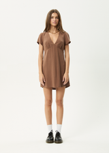 AFENDS Womens Hartley - Mini Dress - Cinnamon - Afends womens hartley   mini dress   cinnamon