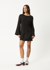 AFENDS Womens Gabriel - Cupro Mini Dress - Black - Afends womens gabriel   cupro mini dress   black