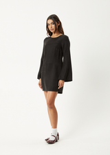 AFENDS Womens Gabriel - Cupro Mini Dress - Black - Afends womens gabriel   cupro mini dress   black