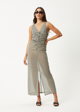 AFENDS Womens Gambet -  Sheer Maxi Dress - Black / Sand - Afends womens gambet   sheer maxi dress   black / sand