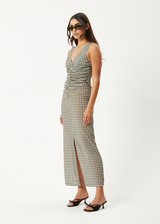 AFENDS Womens Gambet -  Sheer Maxi Dress - Black / Sand - Afends womens gambet   sheer maxi dress   black / sand