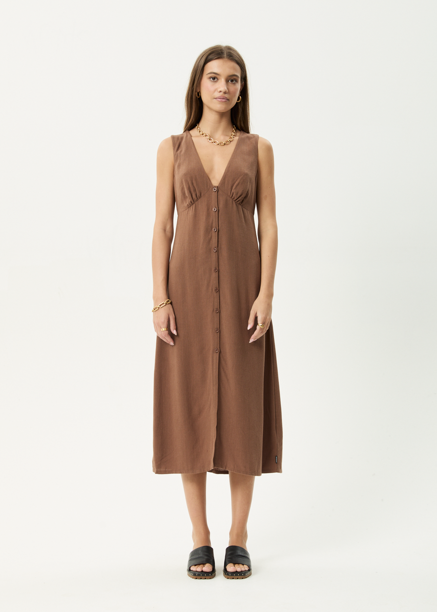 AFENDS Womens Hartley - Maxi Dress - Cinnamon