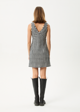 AFENDS Womens Rowan - Seersucker Mini Dress - Black / White - Afends womens rowan   seersucker mini dress   black / white
