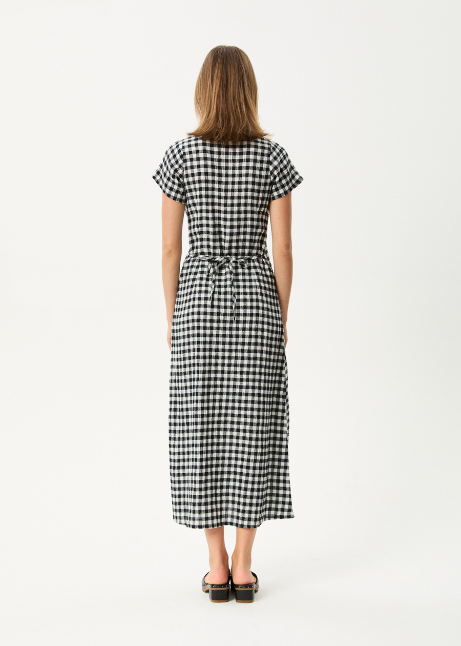 AFENDS Womens Rowan - Seersucker Check Maxi Dress - Black / White