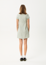 AFENDS Womens Leo - Seersucker Mini Dress - Green / White - Afends womens leo   seersucker mini dress   green / white