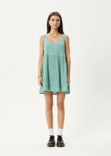 AFENDS Womens Creator Jesse - Seersucker Mini Dress - Pine - Afends womens creator jesse   seersucker mini dress   pine