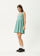 AFENDS Womens Creator Jesse - Seersucker Mini Dress - Pine - Afends womens creator jesse   seersucker mini dress   pine