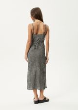 AFENDS Womens Asta Rumi - Seersucker Midi Dress - Steel Check - Afends womens asta rumi   seersucker midi dress   steel check
