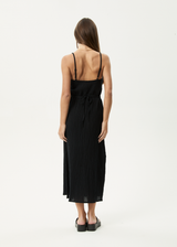 AFENDS Womens Focus Rumi - Seersucker Midi Dress - Black - Afends womens focus rumi   seersucker midi dress   black