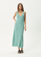 AFENDS Womens Creator - Seersucker Maxi Dress - Pine - Afends womens creator   seersucker maxi dress   pine