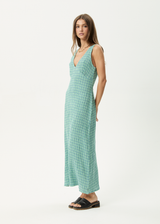 AFENDS Womens Creator - Seersucker Maxi Dress - Pine - Afends womens creator   seersucker maxi dress   pine