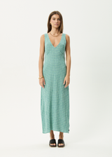 AFENDS Womens Creator - Seersucker Maxi Dress - Pine - Afends womens creator   seersucker maxi dress   pine