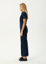 AFENDS Womens Weston Miami - Denim Flared Jumpsuit - Ink - Afends womens weston miami   denim flared jumpsuit   ink