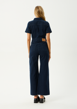 AFENDS Womens Weston Miami - Denim Flared Jumpsuit - Ink - Afends womens weston miami   denim flared jumpsuit   ink