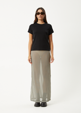 AFENDS Womens Gambet -  Sheer Maxi Skirt - Black / Sand - Afends womens gambet   sheer maxi skirt   black / sand