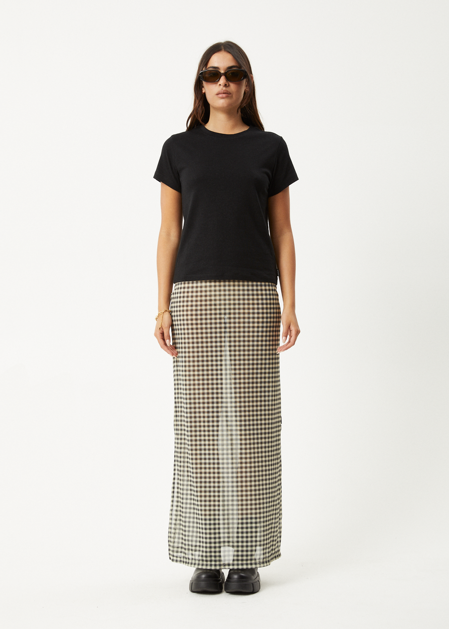 AFENDS Womens Gambet - Sheer Maxi Skirt - Black / Sand