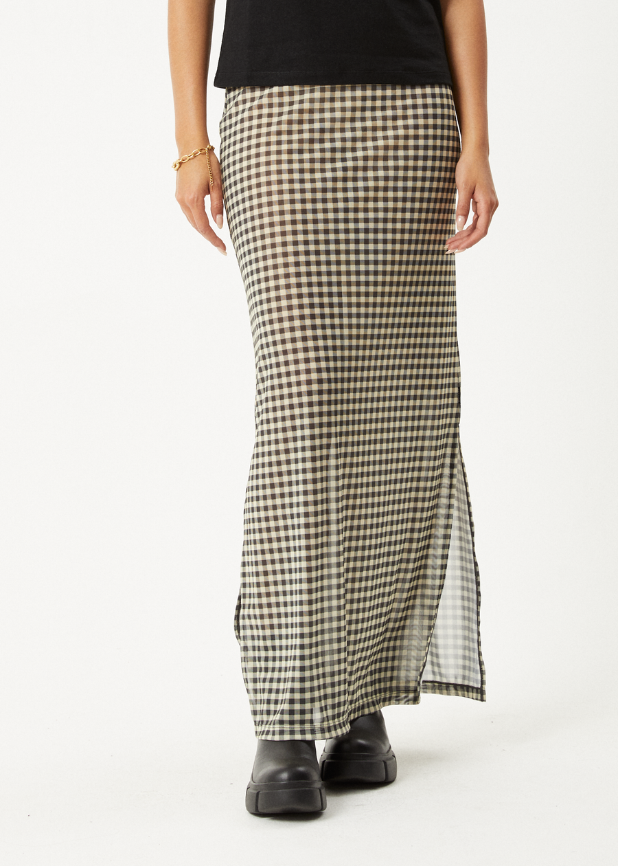 AFENDS Womens Gambet - Sheer Maxi Skirt - Black / Sand