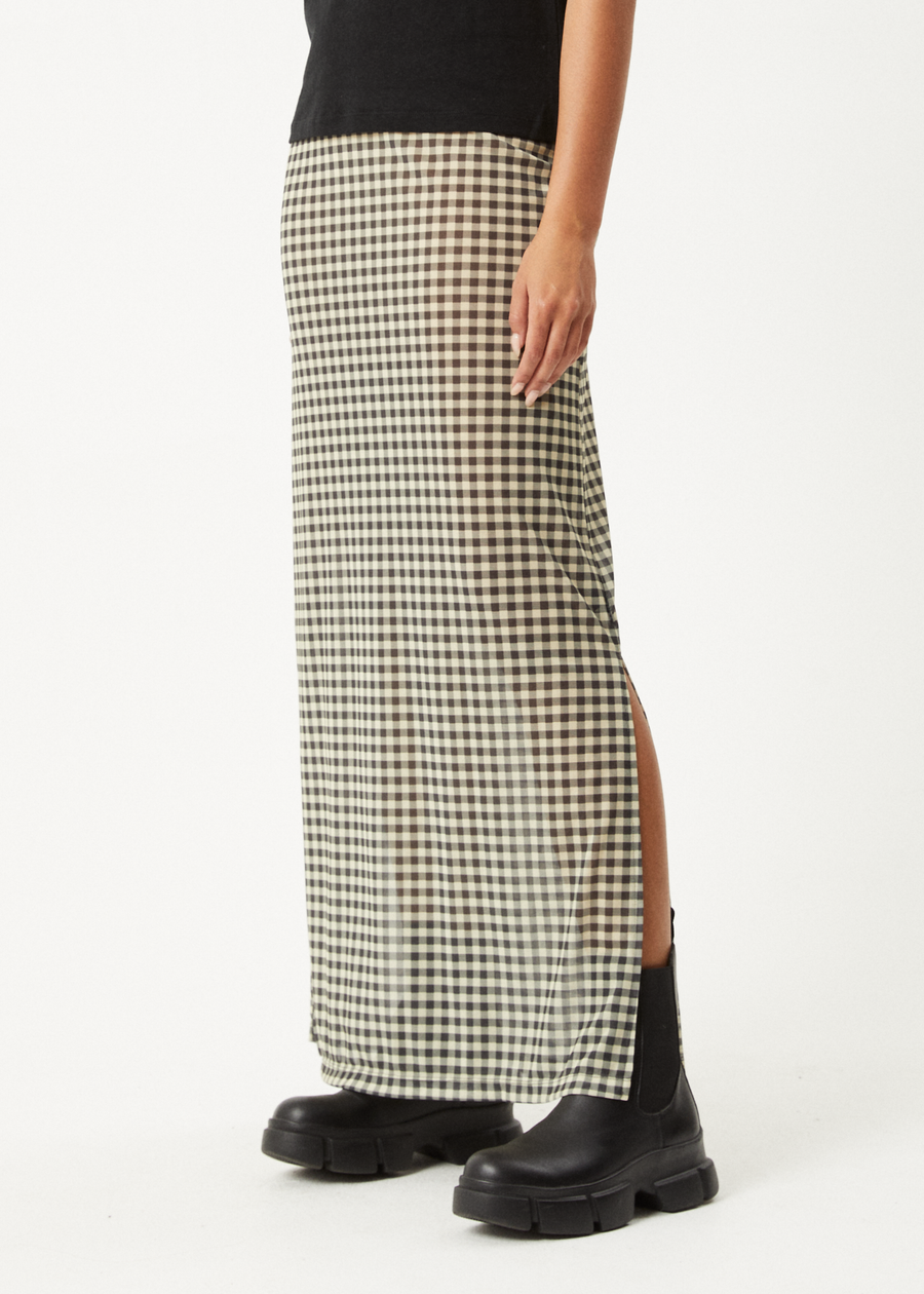 AFENDS Womens Gambet - Sheer Maxi Skirt - Black / Sand