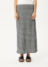 AFENDS Womens Rowan - Seersucker Maxi Skirt - Black / White - Afends womens rowan   seersucker maxi skirt   black / white