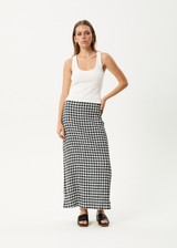 AFENDS Womens Rowan - Seersucker Maxi Skirt - Black / White - Afends womens rowan   seersucker maxi skirt   black / white