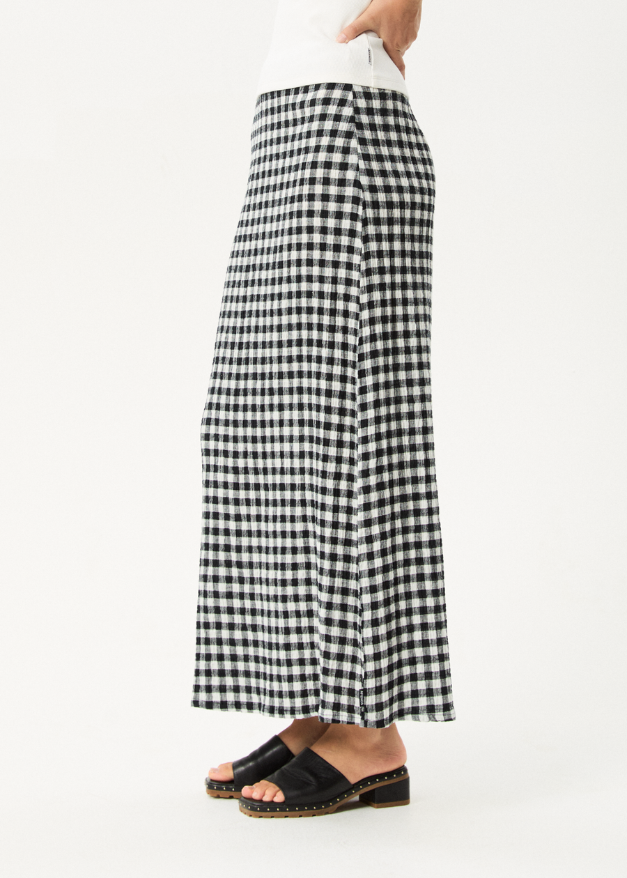 AFENDS Womens Rowan - Seersucker Maxi Skirt - Black / White
