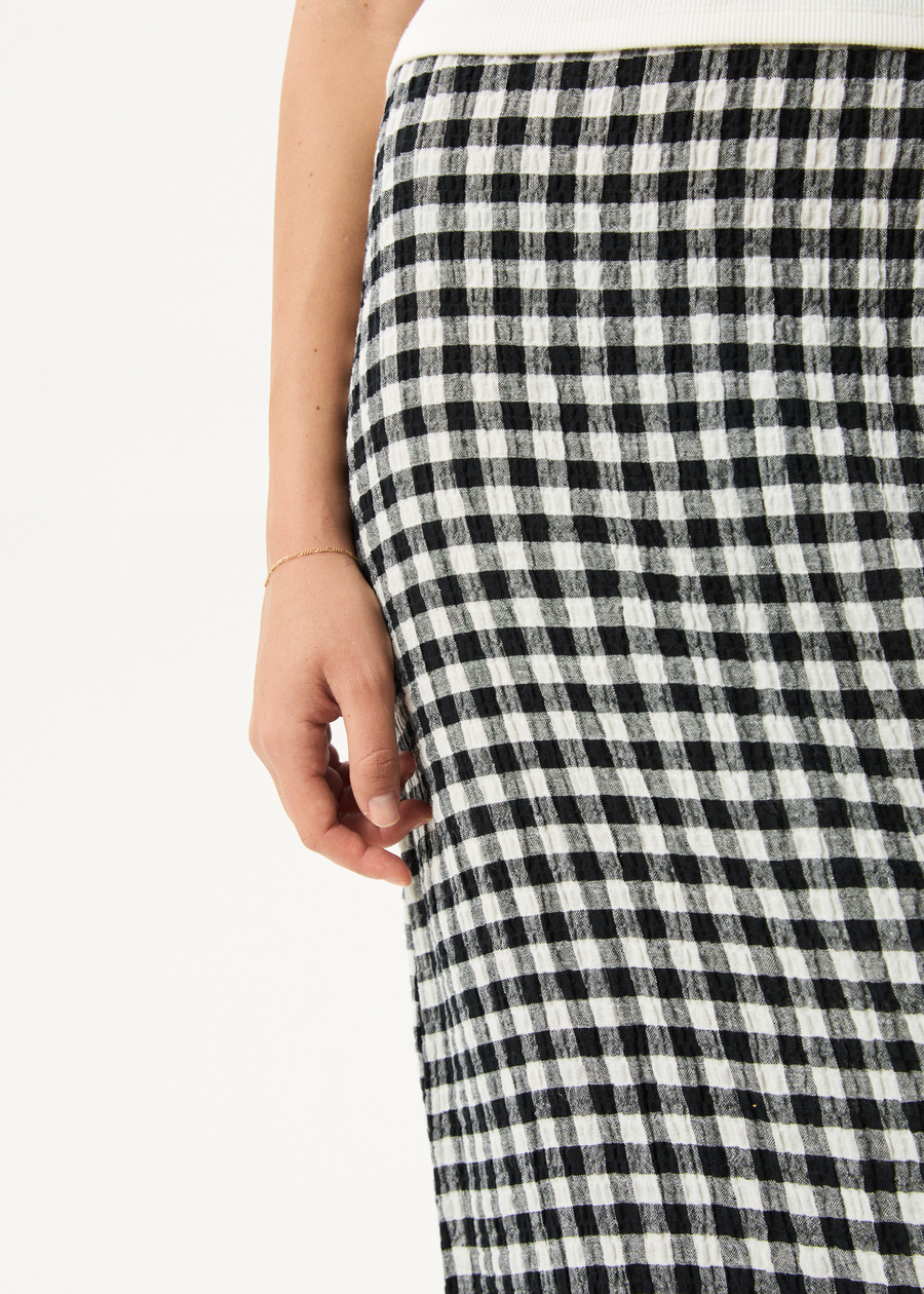 AFENDS Womens Rowan - Seersucker Maxi Skirt - Black / White