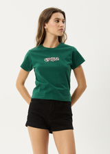 AFENDS Womens Shield - Baby Tee - Hunter Green - Afends womens shield   baby tee   hunter green
