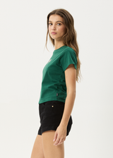 AFENDS Womens Shield - Baby Tee - Hunter Green - Afends womens shield   baby tee   hunter green