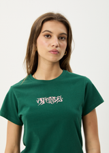 AFENDS Womens Shield - Baby Tee - Hunter Green - Afends womens shield   baby tee   hunter green