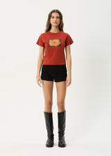 AFENDS Womens Dark Heaven - Baby Tee - Red Rum - Afends womens dark heaven   baby tee   red rum