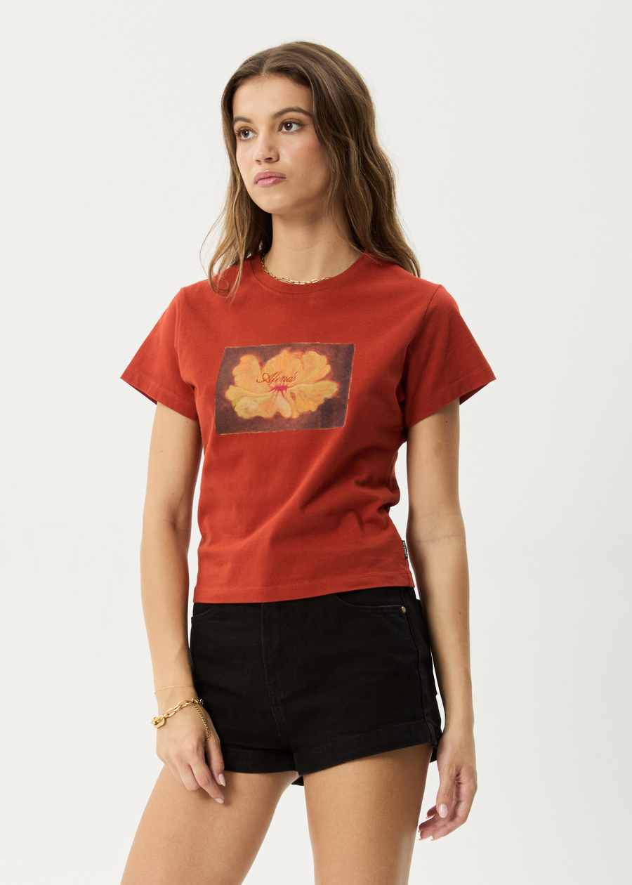 AFENDS Womens Dark Heaven - Baby Tee - Red Rum