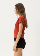AFENDS Womens Dark Heaven - Baby Tee - Red Rum - Afends womens dark heaven   baby tee   red rum