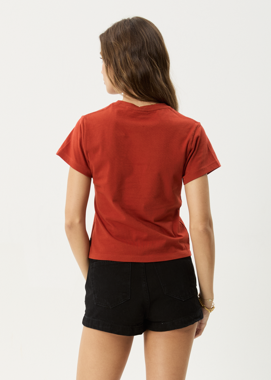 AFENDS Womens Dark Heaven - Baby Tee - Red Rum