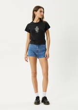 AFENDS Womens Maisie - Baby Tee - Stone Black - Afends womens maisie   baby tee   stone black